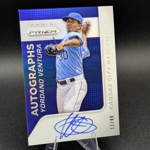 2015 Prizm Panini Elite Update Blue /49 Yordano Ventura #8 Auto Royals Card